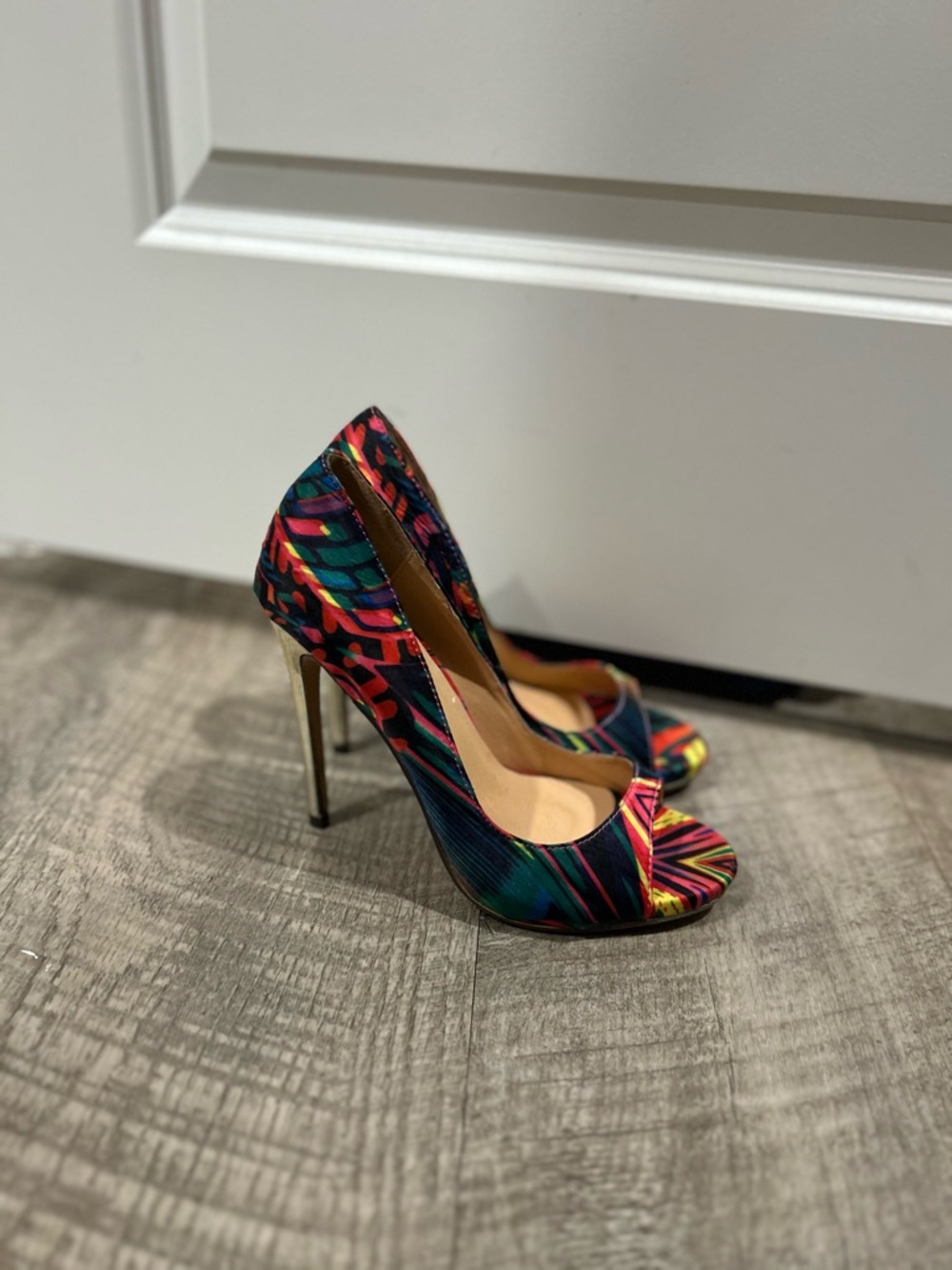 Multicolor Patterned Stiletto Heels - Women's High Heels
